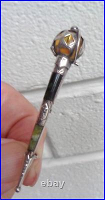 Stg Silver Scottish Agate & Amber Sword / Cutlass Brooch h/m 1921 Adie & Lovekin