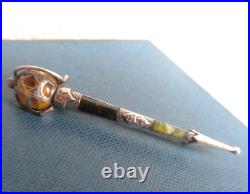 Stg Silver Scottish Agate & Amber Sword / Cutlass Brooch h/m 1921 Adie & Lovekin