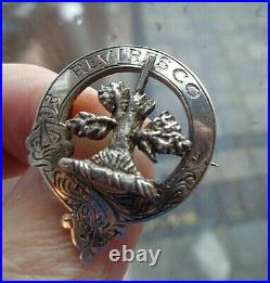 Stg Silver Scottish Brooch Badge 1936 Edinburgh Medlock & Craik Clan McEwan