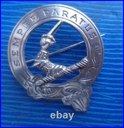 Stg Silver Scottish Brooch Badge 1949 Edinburgh Medlock & Craik Clan Carmichael