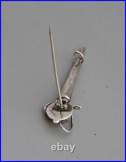 Stone Set Kilt Brooch'sword' Silver Metal Stamped Sterling -scottish Interest