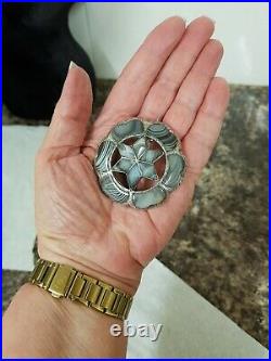 Stunning Antique Mid Victorian Silver Brooch Scottish Montrose Agate 32.5g