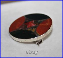 Stunning Design Antique Scottish Agate Pebble Specimen Brooch Sterling Silver