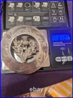 Stunning Large Scottish Sterling Silver Circular Carved Brooch