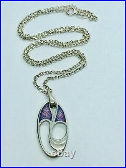 Stunning Ortak Scottish Silver/Lilac Enamel Modernist Large Pendant 7.9g. Boxed