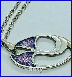 Stunning Ortak Scottish Silver/Lilac Enamel Modernist Large Pendant 7.9g. Boxed