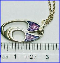 Stunning Ortak Scottish Silver/Lilac Enamel Modernist Large Pendant 7.9g. Boxed