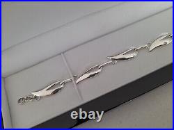 Stunning Rare Ortak Scottish 925 Sterling Silver Malcolm Gray Leaf Link Bracelet