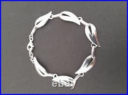 Stunning Rare Ortak Scottish 925 Sterling Silver Malcolm Gray Leaf Link Bracelet