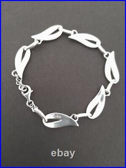 Stunning Rare Ortak Scottish 925 Sterling Silver Malcolm Gray Leaf Link Bracelet