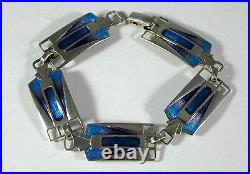 Stunning Scottish Pat Cheney Art Deco Design Silver & Enamel Bracelet 1980's