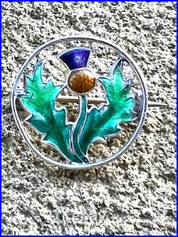 Stunning Sterling Silver Brooch Enamel Charles Horner Scottish Thistle