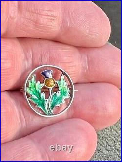 Stunning Sterling Silver Brooch Enamel Charles Horner Scottish Thistle