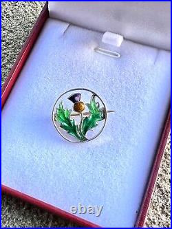 Stunning Sterling Silver Brooch Enamel Charles Horner Scottish Thistle