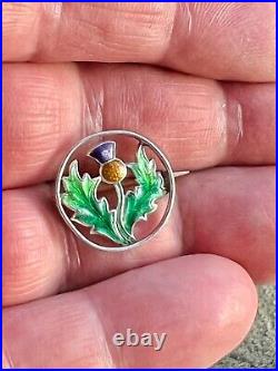 Stunning Sterling Silver Brooch Enamel Charles Horner Scottish Thistle