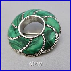 Superb Antique VICTORIAN c1880 Large SCOTTISH Pebble MALACHITE BROOCH