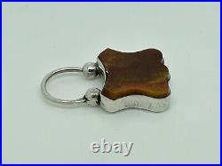 Superb Antique Victorian Scottish Sterling Silver & Agate Engraved Padlock Clasp