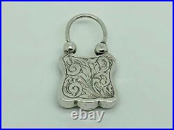 Superb Antique Victorian Scottish Sterling Silver & Agate Engraved Padlock Clasp