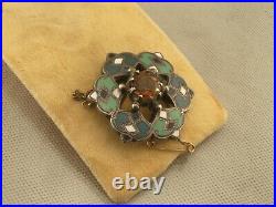 Superb Antique Victorian Silver Enamel Citrine Scottish Brooch Pin