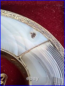 Superb Antique Victorian Sterling Silver Scottish Montrose Banded Agate Brooch