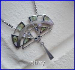 Superb Attractive Scottish Silver & Enamel Art Deco Pendant Pat Cheney 1980s