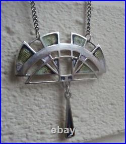 Superb Attractive Scottish Silver & Enamel Art Deco Pendant Pat Cheney 1980s