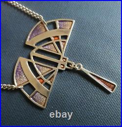 Superb Attractive Scottish Stg Silver & Enamel Art Deco Pendant Pat Cheney 1980s