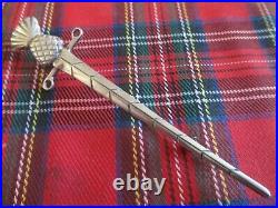 Superb Large Vintage Sterling Silver 925 Scottish Thistle Kilt Pin Ukhm 18.9 Gr