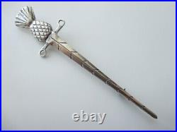 Superb Large Vintage Sterling Silver 925 Scottish Thistle Kilt Pin Ukhm 18.9 Gr