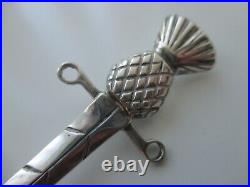 Superb Large Vintage Sterling Silver 925 Scottish Thistle Kilt Pin Ukhm 18.9 Gr