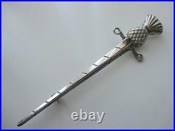 Superb Large Vintage Sterling Silver 925 Scottish Thistle Kilt Pin Ukhm 18.9 Gr