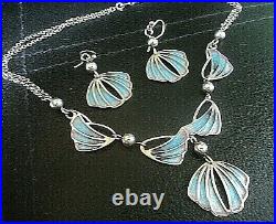 Superb Scottish Stg. Silver Art Nouveau Necklace & Earring Set Pat Cheney