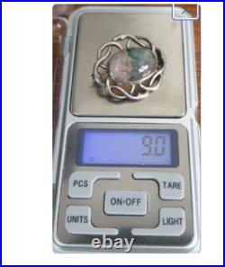 THOMAS EBBUTT Moss Agate Brooch Scottish Silver c. 1967 9g