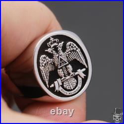 The 33rd Degree Masons Masonic Scottish Rite Illuminati Sterling Silver Ring