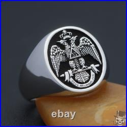 The 33rd Degree Masons Masonic Scottish Rite Illuminati Sterling Silver Ring