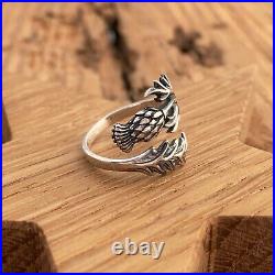 Thistle Ring Adjustable Sterling Silver Scottish Flower Herb Of Witches Amulet