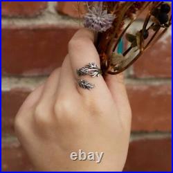 Thistle Ring Adjustable Sterling Silver Scottish Flower Herb Of Witches Amulet