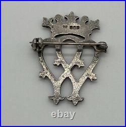 Thomas Ebbutt Antique Sterling Silver Brooch Luckenbooth Scottish Double Heart