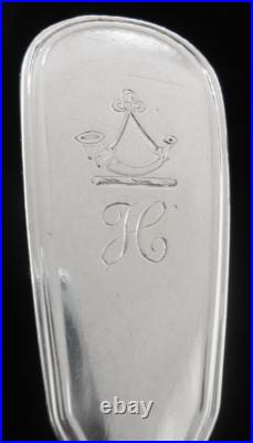 Unidentified Scottish Antique Sterling Silver Dessert Spoon CRESTED Glasgow 1826