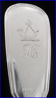 Unidentified Scottish Antique Sterling Silver Dessert Spoon CRESTED Glasgow 1826