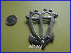 Unusual Heart & Anchor Antique Scottish Silver Luckenbooth Large 21gm Brooch