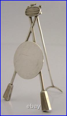 Unusual Solid Silver Scottish Curling Trophy Stand 1984 Sporting