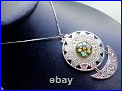 Unusual Sterling Silver Scottish Pendant Caithness Glass h/m 1971 Edinburgh