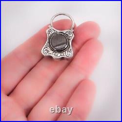 Unusual Victorian PADLOCK MOURNING LOCKET Scottish Agate Braided Hair 925 Silver