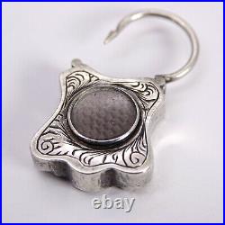 Unusual Victorian PADLOCK MOURNING LOCKET Scottish Agate Braided Hair 925 Silver