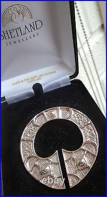 VERY LARGE Shetland Silver St. Ninians Brooch Scottish h/m Edinburgh 1999