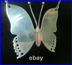 VERY LARGE Stg. Silver Enamel Scottish Butterfly Pendant h/m 1980 Norman Grant