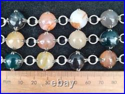 VICTORIAN SCOTTISH SILVER AGATE NECKLACE Carnelian Bloodstone MOSS AGATE 38