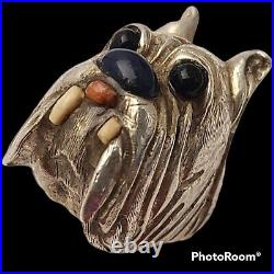 VINTAGE HUGE TAXCO MEXICO STERLING SILVER SCOTTISH TERRIER DOG BIKER RING sz8.5