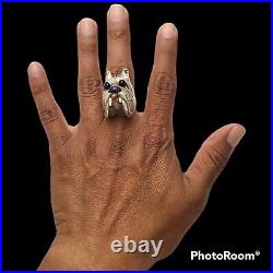 VINTAGE HUGE TAXCO MEXICO STERLING SILVER SCOTTISH TERRIER DOG BIKER RING sz8.5